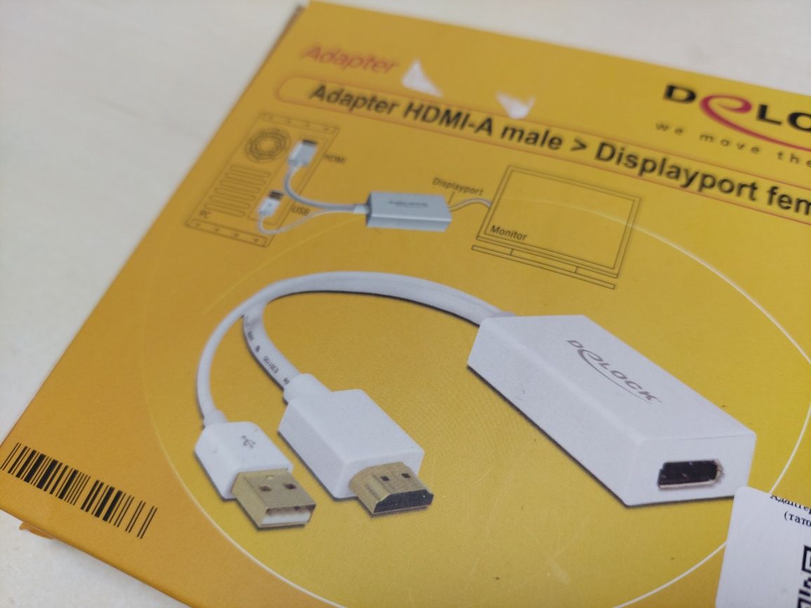 Кабель Delock Adapter HDMI-A male > DisplayPort 1.2 female white