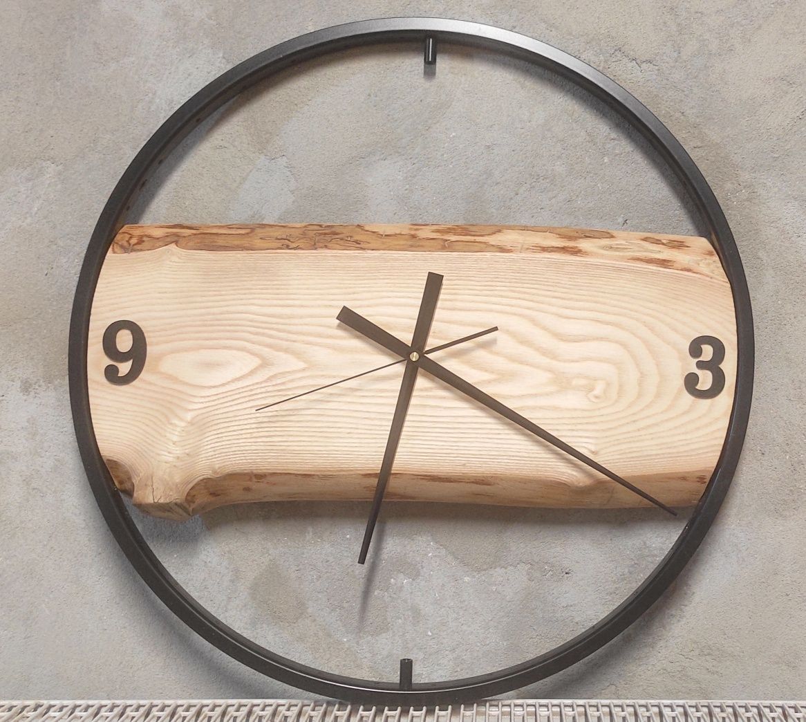 Zegar ścienny ręcznie robiony loft Jesion 52cm