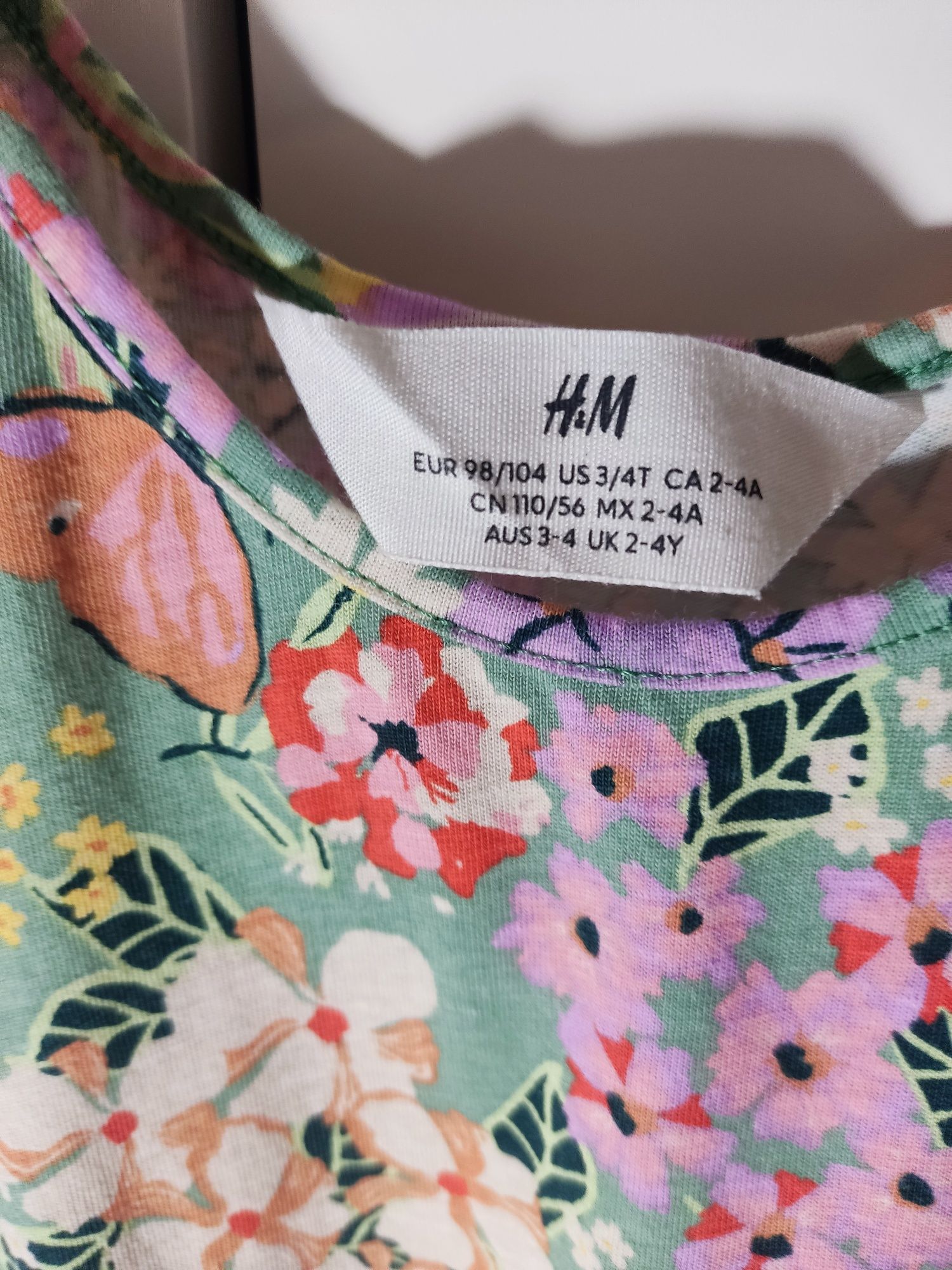 Sukienka trzy sukienki H&M rozm 98 104 jednorożec kwiaty bawełna