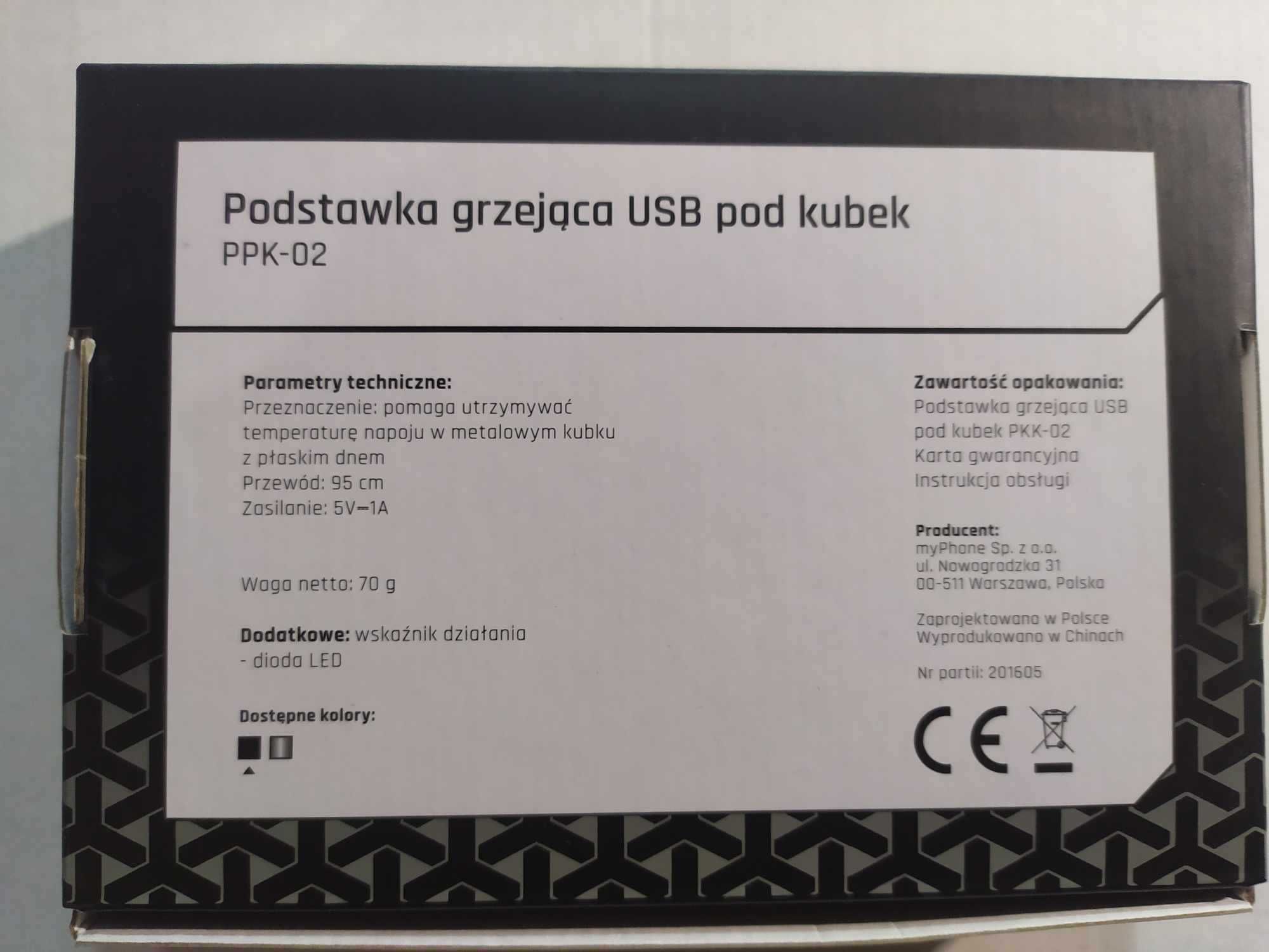 Podgrzewacz pod Kubek Podstawka Grzejąca USB k czarna