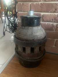 Oryginalna drewniana lampa z piasty starego koła loft