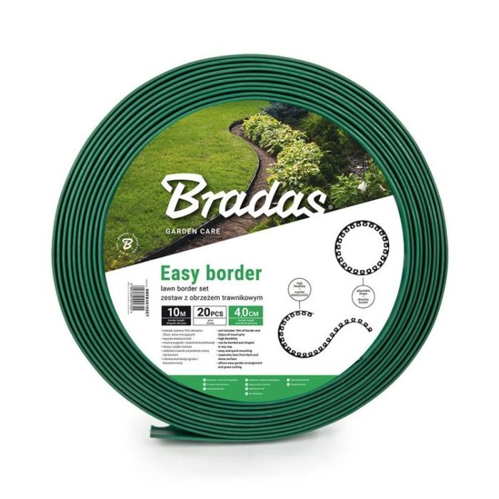 Бордюр газоний Bradas 40мм*10 м з кілочками Чорний