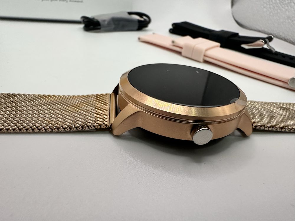 Smartwatch 39mm złoty bransoletka 2 paski w zestawie BT 5.1 PL Menu529