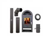 PIEC piecyk kominek stalowy KOZA NEGRO P5 7,5KW + zestaw rur akcesorii