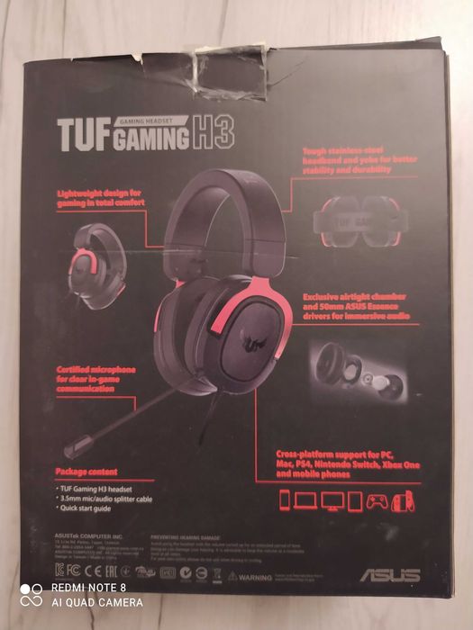 Słuchawki nauszne tuf gaming H3 gamingowy czarne jak nowe