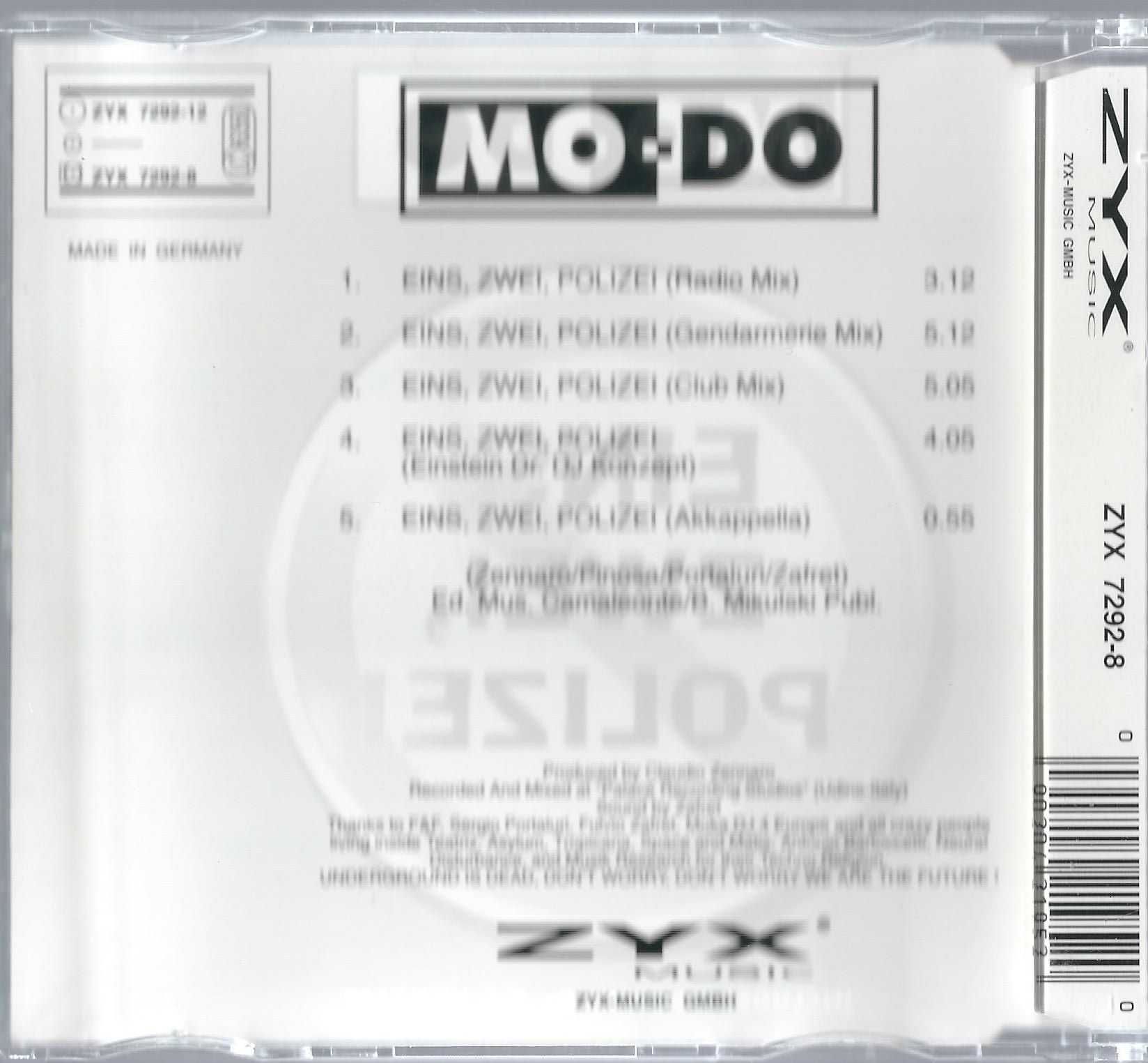 Maxi CD Mo-Do – Eins, Zwei, Polizei (1994) (ZYX Music)