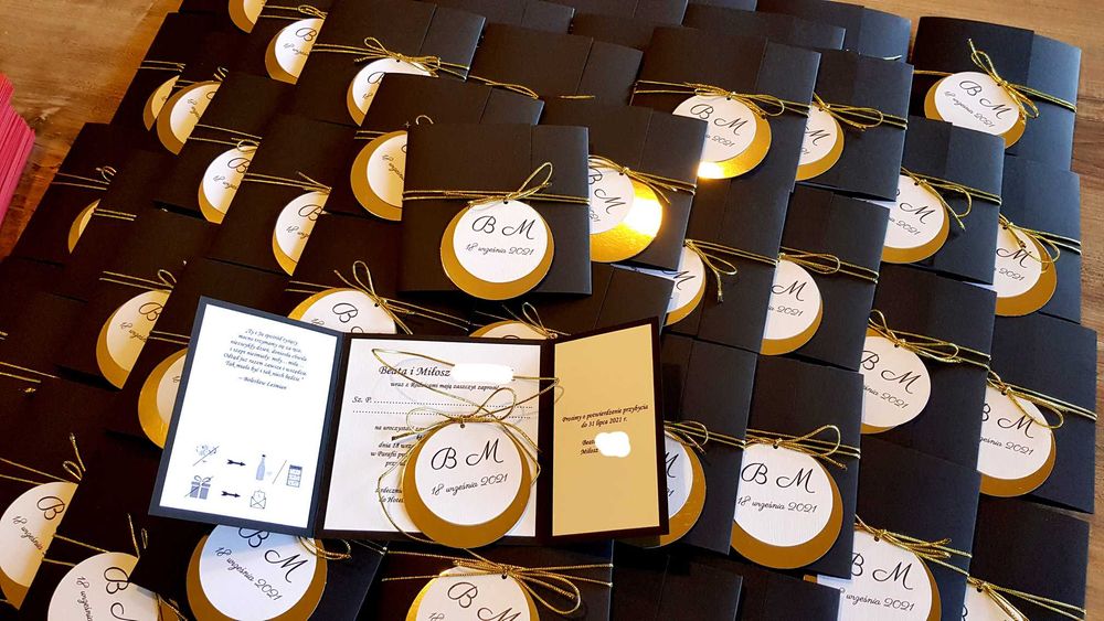 Zaproszenia ślubne SIMPLE 4 lustrzane czarne N!