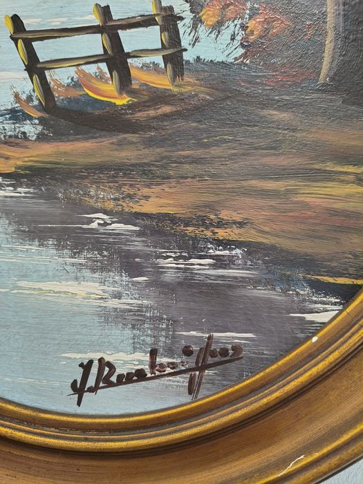 Pintura a óleo moldura oval