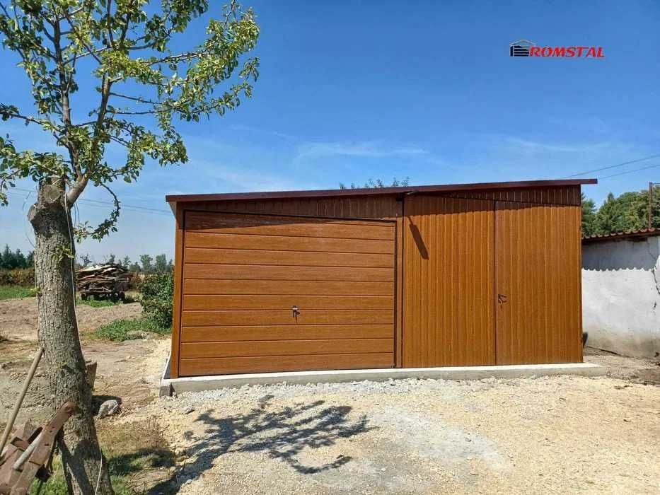 DREWNOPODOBNY Garaż Blaszany 7x6 - Magazyn / Wiata / Schowek - Romstal
