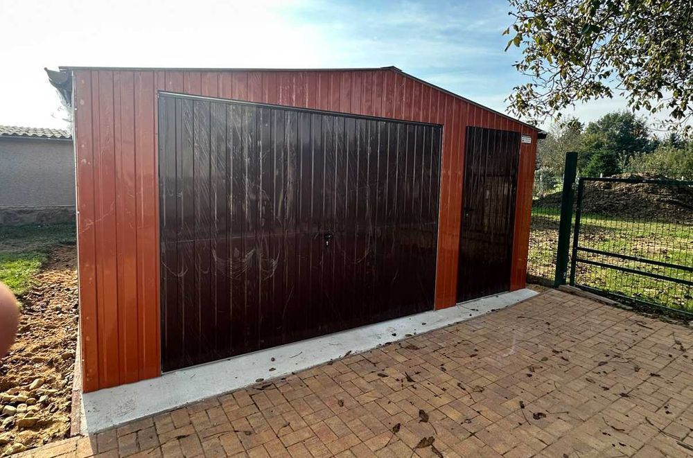 Garaż blaszany wzmocniony ocynkowany drewnopodobny 6x6