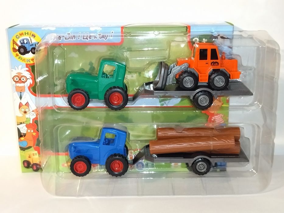 Набор "Синий трактор" с прицепом инерционные.