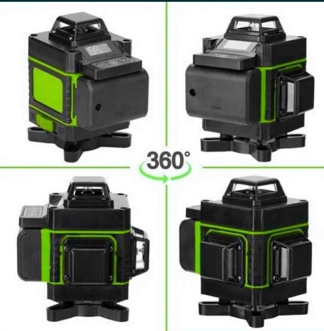laser krzyżowy 4D 16 linii poziomica laserowa 2x bateria