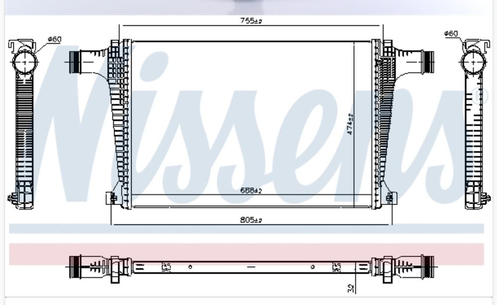 Радиатор Интеркулер AUDI Q7 (4MB, 4MG), Ауди Q8 (4MN), VW TOUAREG (CR7