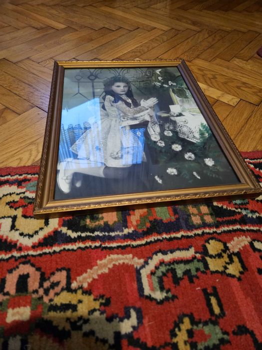 Stara rama, monidło obrazek komunijny lata 60