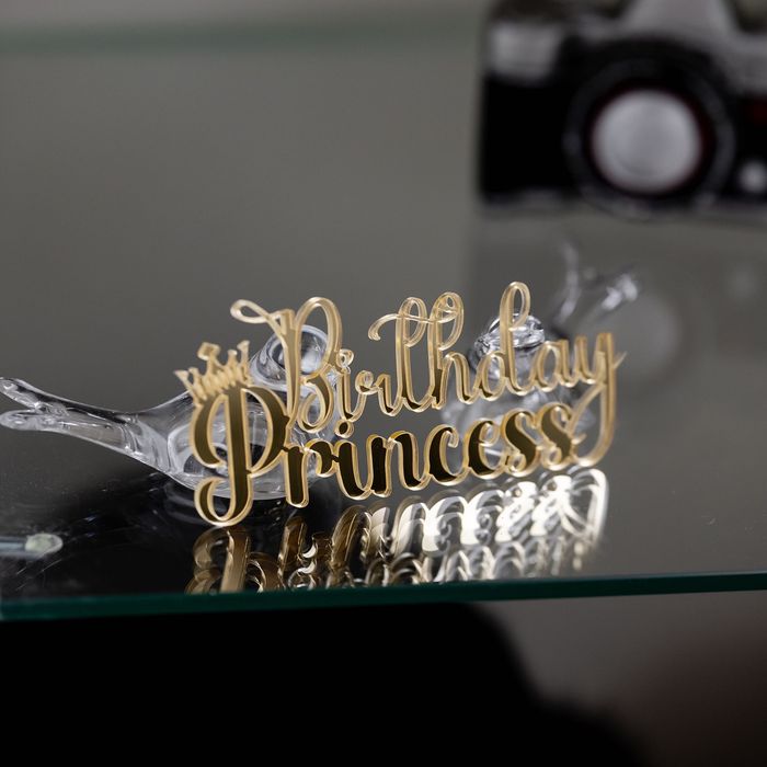 Toper na book tortu Urodzinowy Birthday Princess plexi złoty lustrzany