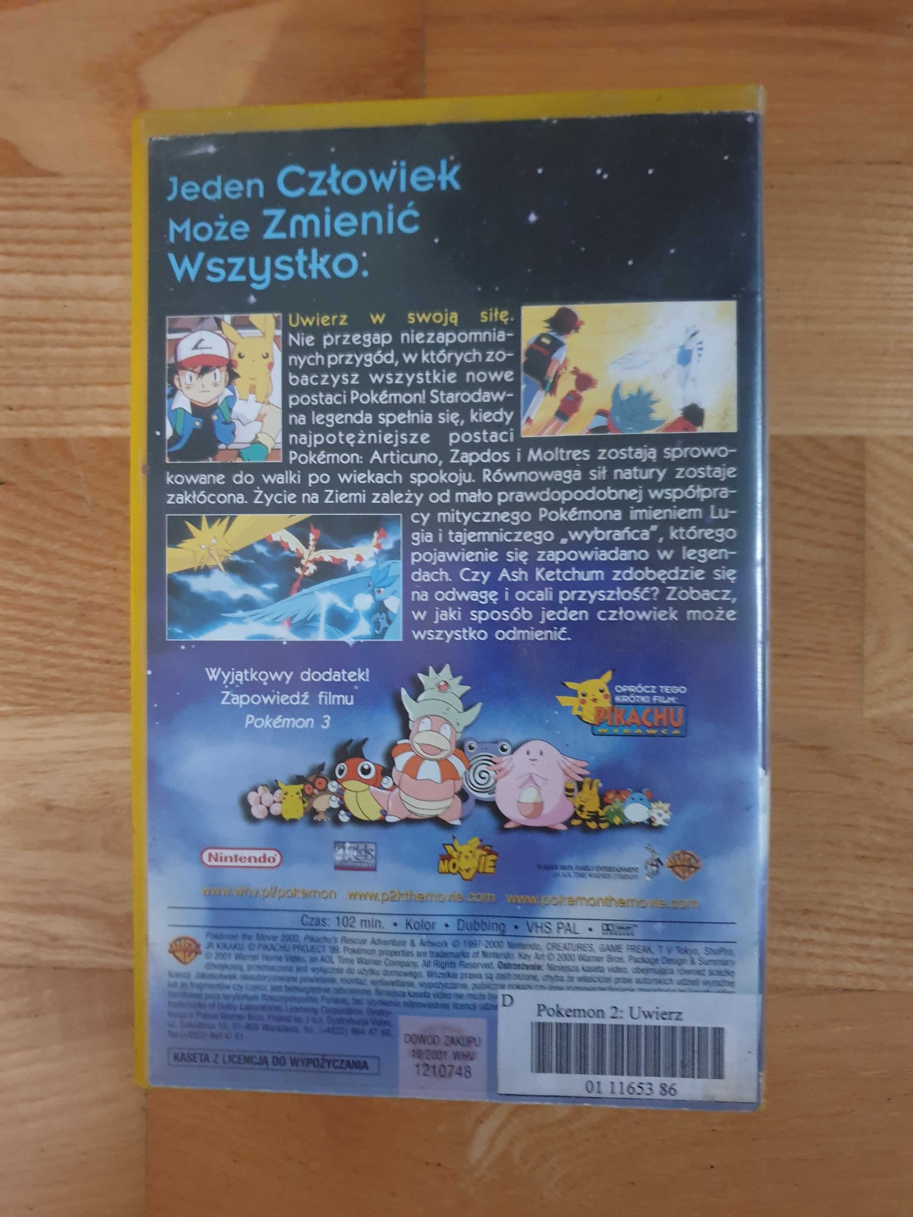 Kaseta VHS Pokemon 2 Uwierz w Swoją Siłę