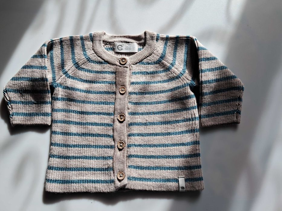 Sweterek na guziki, wełniany Cubus, 100% merino wool r. 62/68
