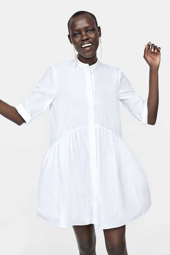 Zara Woman biała sukienka koszulowa letnia XS S