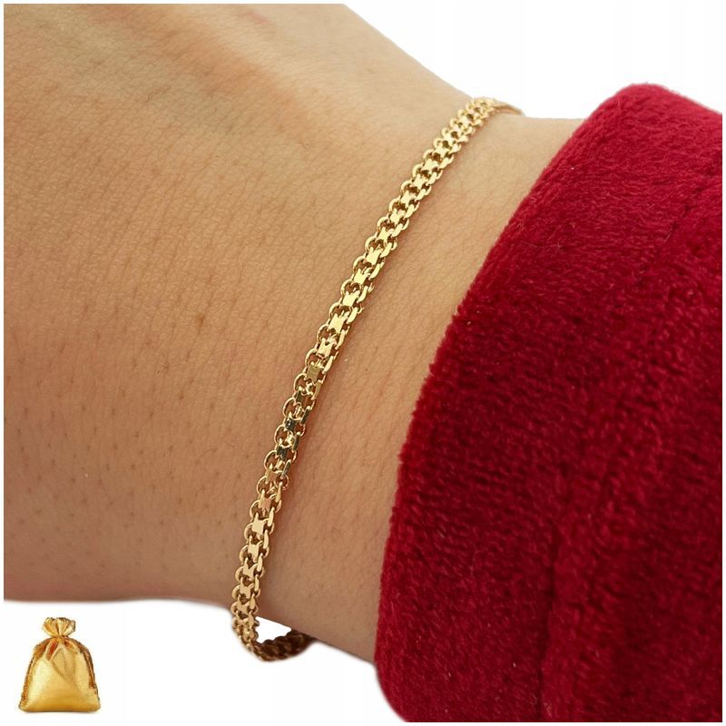 Bransoletka Damska Złota Bismark 18,5cm 2,2mm Stal Chirurgiczna 18k Pr