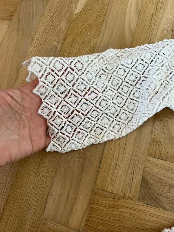 Kombinezon elegancki koronkowy boho beżowy jasny kremowy H&M