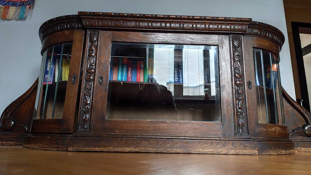 Witryna nadstawka kredensu antyk 190x40x60