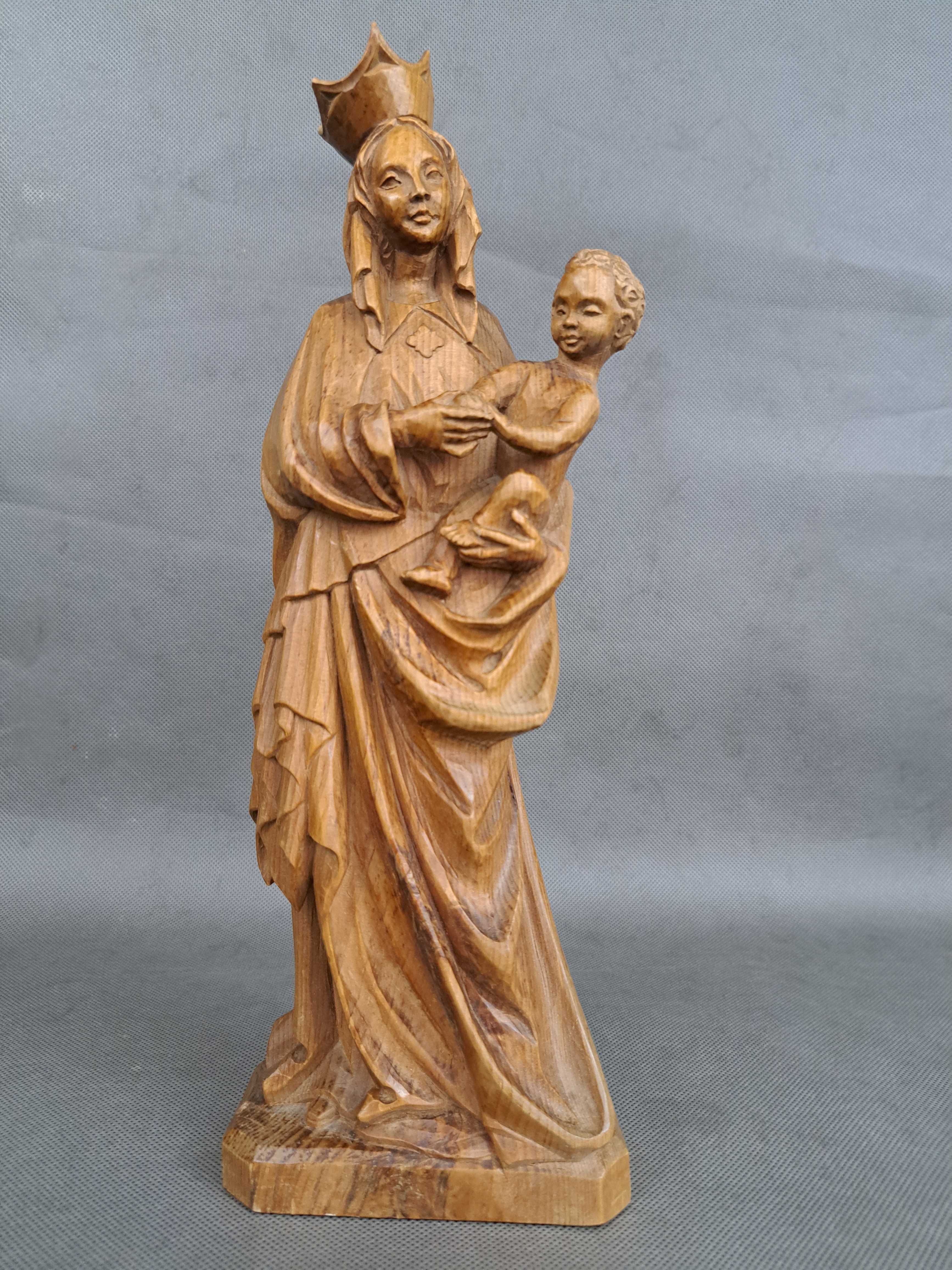 Matka Boska z Dzieciątkiem, Madonna, rzeźba drewniana, wys. 33 cm