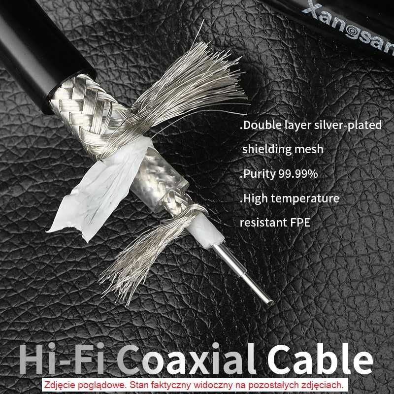 Srebrny kabel cyfrowy  Xangsane XS1001Ag z wtykami BNC75 Monosaudio.
