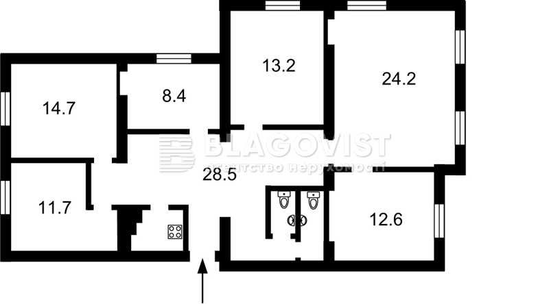 Панаса Мирного 1, офіс, н/ф, 121м2, 6-каб., 1пов мебльований, Печерськ