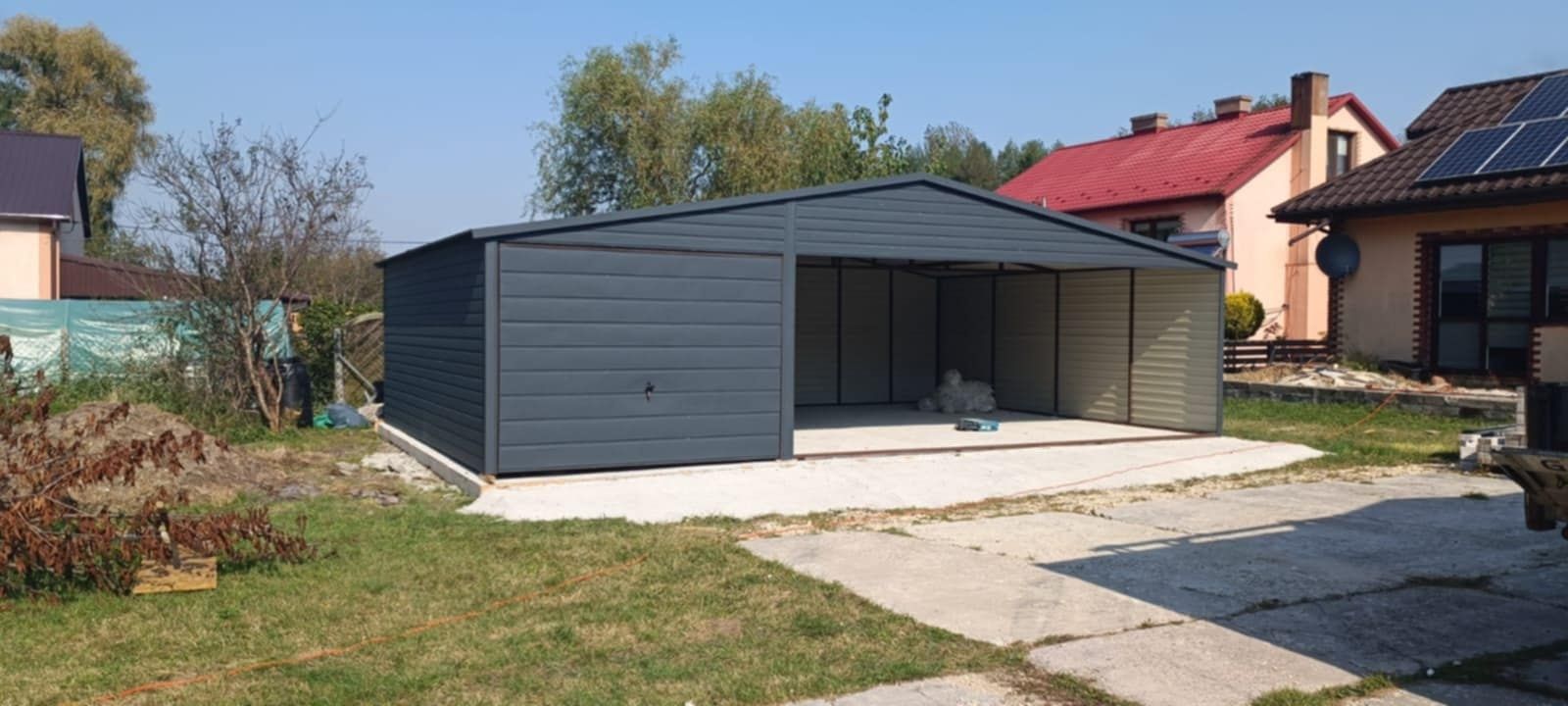 Garaz blaszak 8x6 Grafit mat  bramy złoty dąb