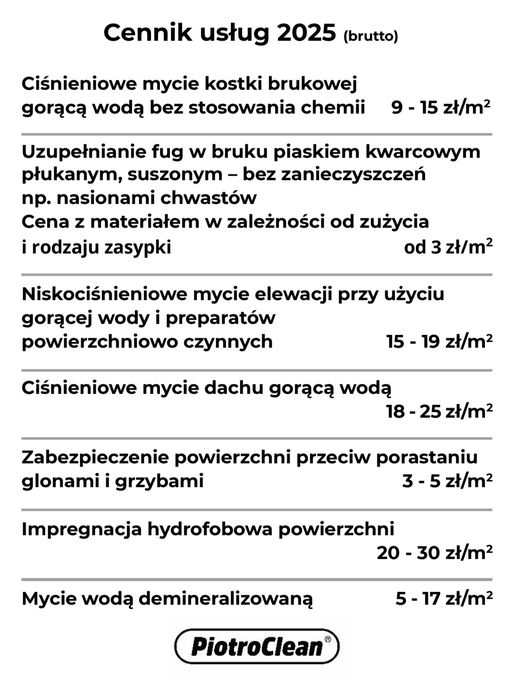 Usługi mycia ciśnieniowego