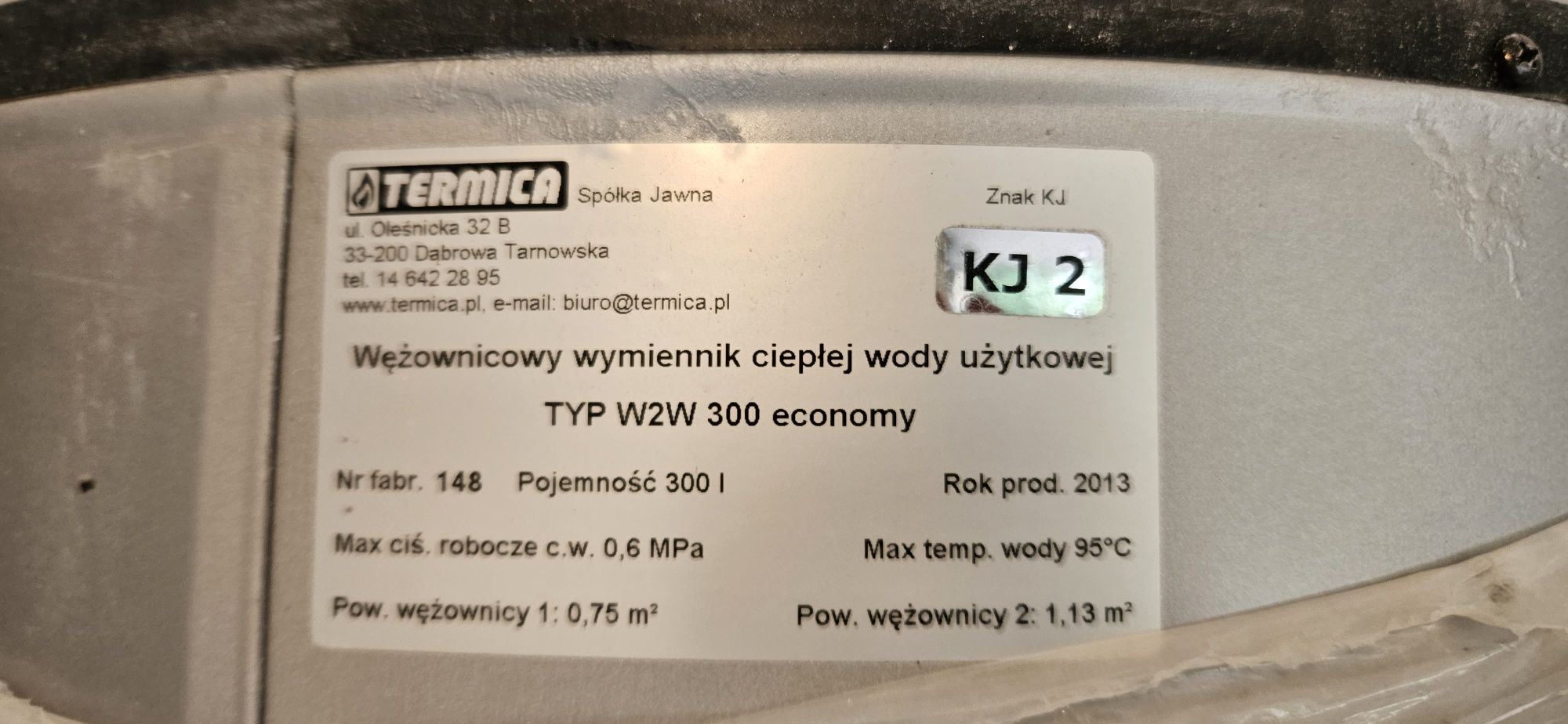 Termica - W2W 300 economy, wężownicowy wymiennik wody.