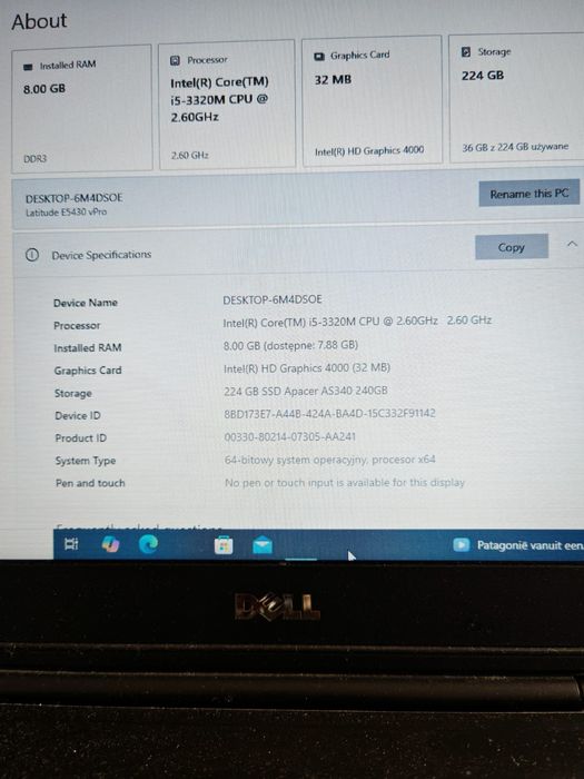 Dell Latitude E5430 Laptop – Windows 10 Pro – Bardzo dobry stan
