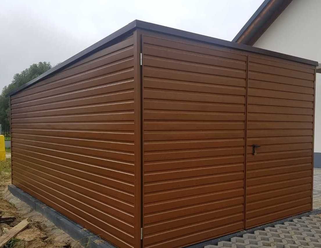 Garaż Premium 3x5 drewnopodobny, schowek, magazyn