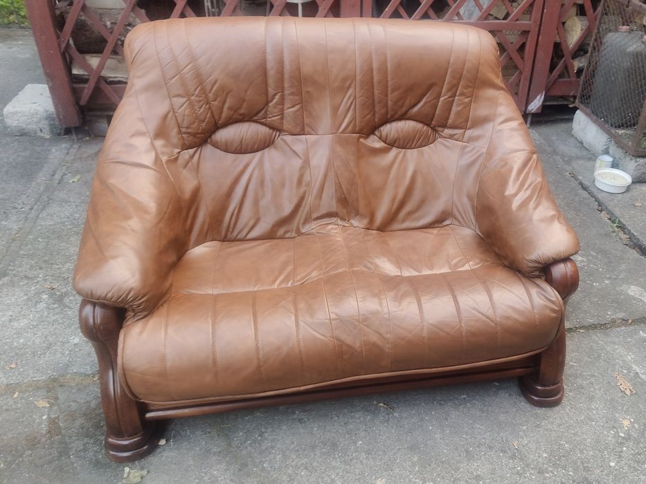 Komplet mebli skórzanych 3+2