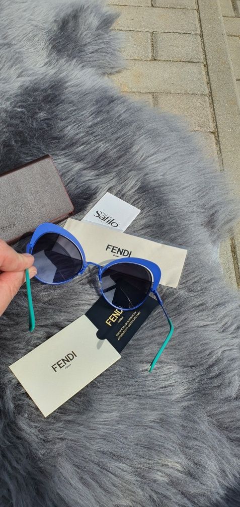 Nowe okulary przeciwsłoneczne Fendi niebieskie oryginalne