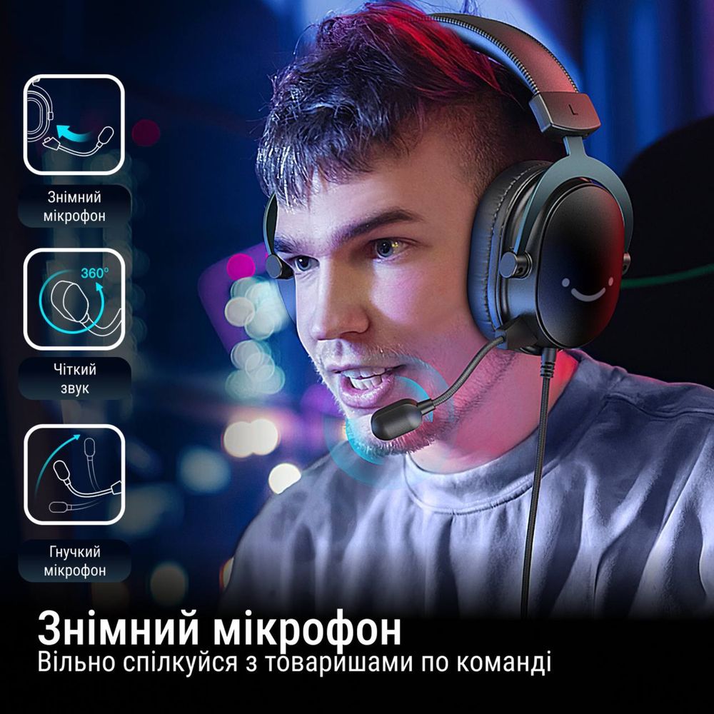 Ігрові навушники FIFINE H9 USB з чітким мікрофоном та об'ємним звуком