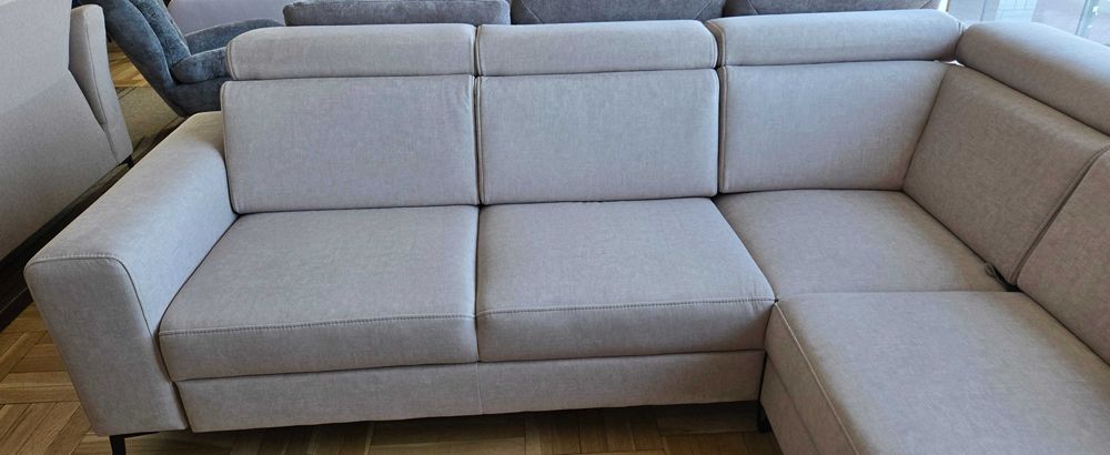 Narożnik 263x226 z f spania i reg. zagłówki jasnoszary ASPEN Libro