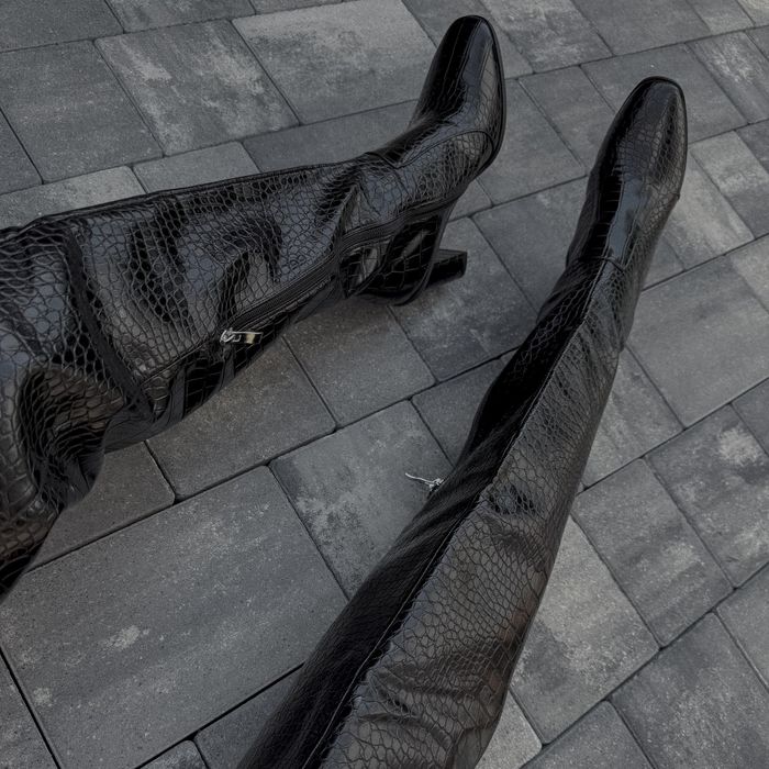 Ботфорти жіночі чорні сапожки на каблуку 39 розмір Gues Diesel чобітки