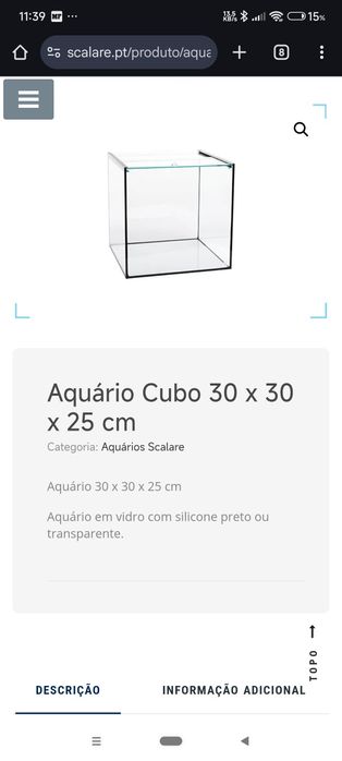 Aquário cubo 30*30*25 e acessórios
