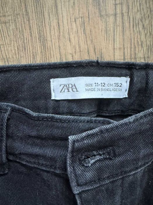 Czarne spodnie dzwony jeansy dżinsy ZARA 11 - 12 lat 152 przecierane