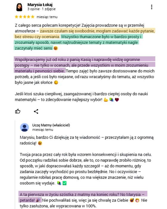 KOREPETYCJE MATEMATYKA MATURA + bieżący materiał (lekcja próbna 0zł)