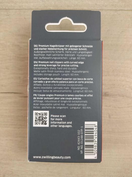 Zwilling obcinacz do paznokci PREMIUM stal nierdzewna precyzyjny 60 mm