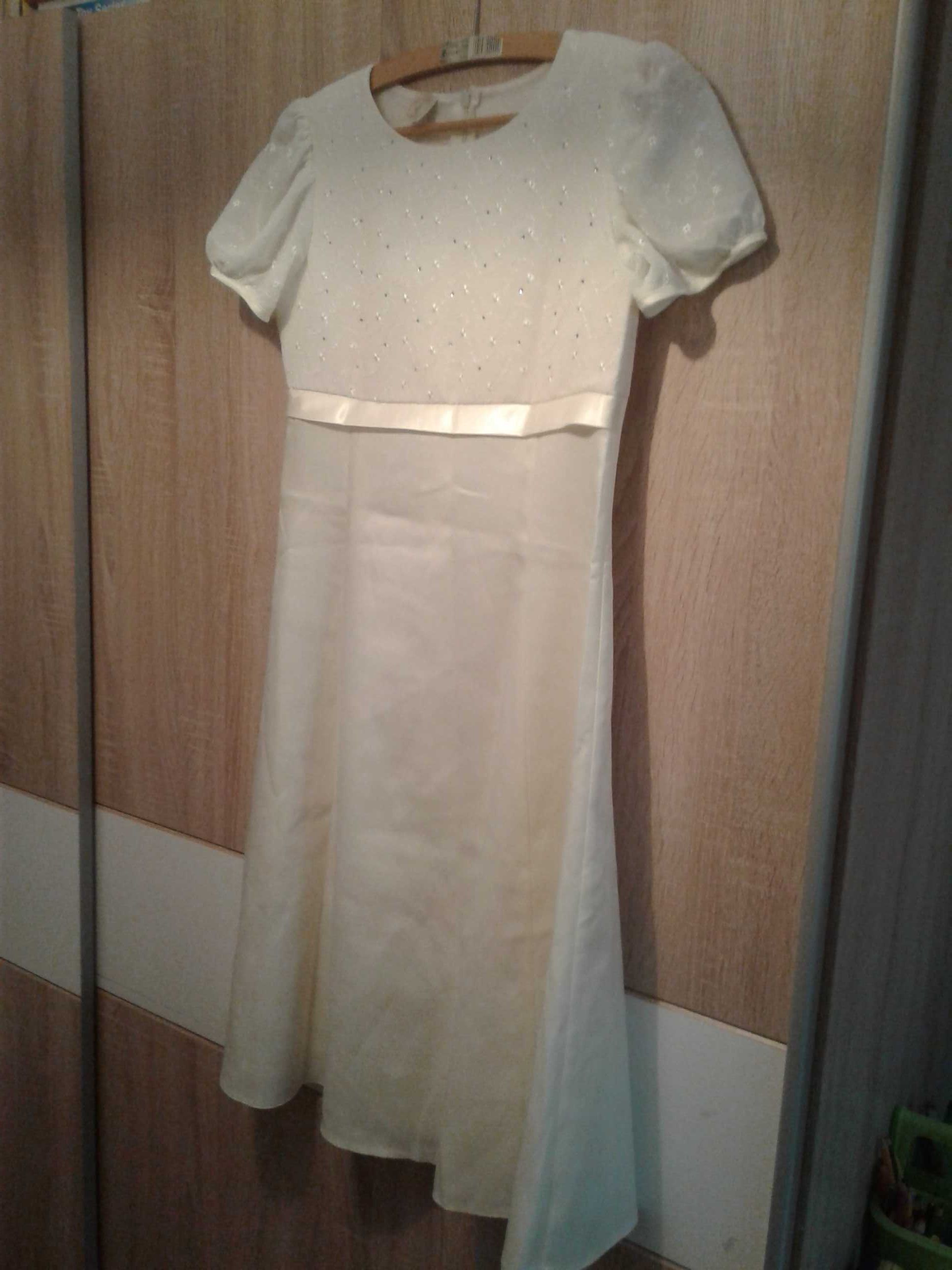 Elegancka sukienka cytrynowe ecru komunia wesele