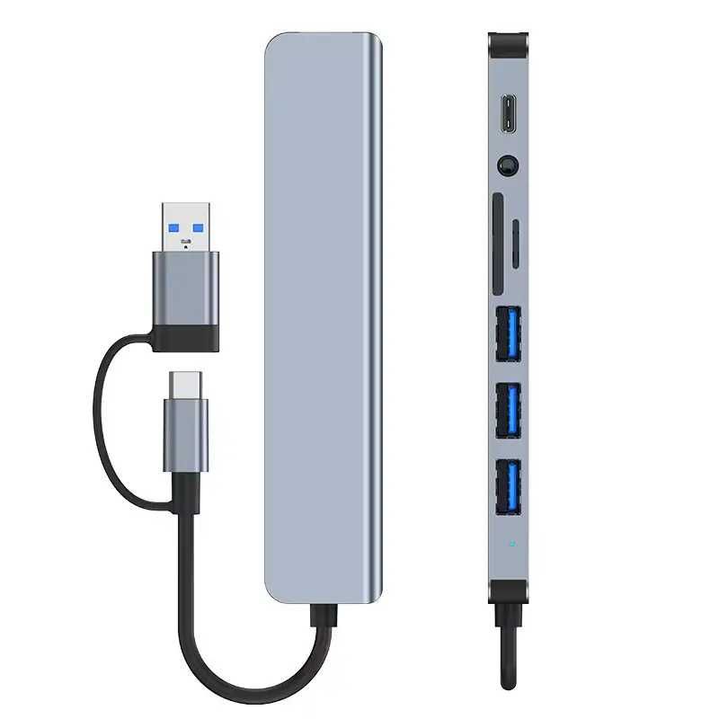 USB хаб Type C TC802 8 в 1  USB 3.0 USB C переходник макбука адаптер