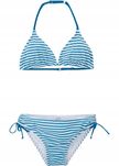 B.P.C. figi bikini dziewczęce turkusowo-białe w paseczki 164/170.