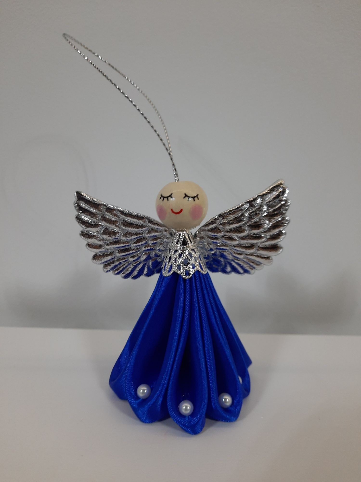 Aniołki ze wstążki na choinkę, ozdoby choinkowe handmade