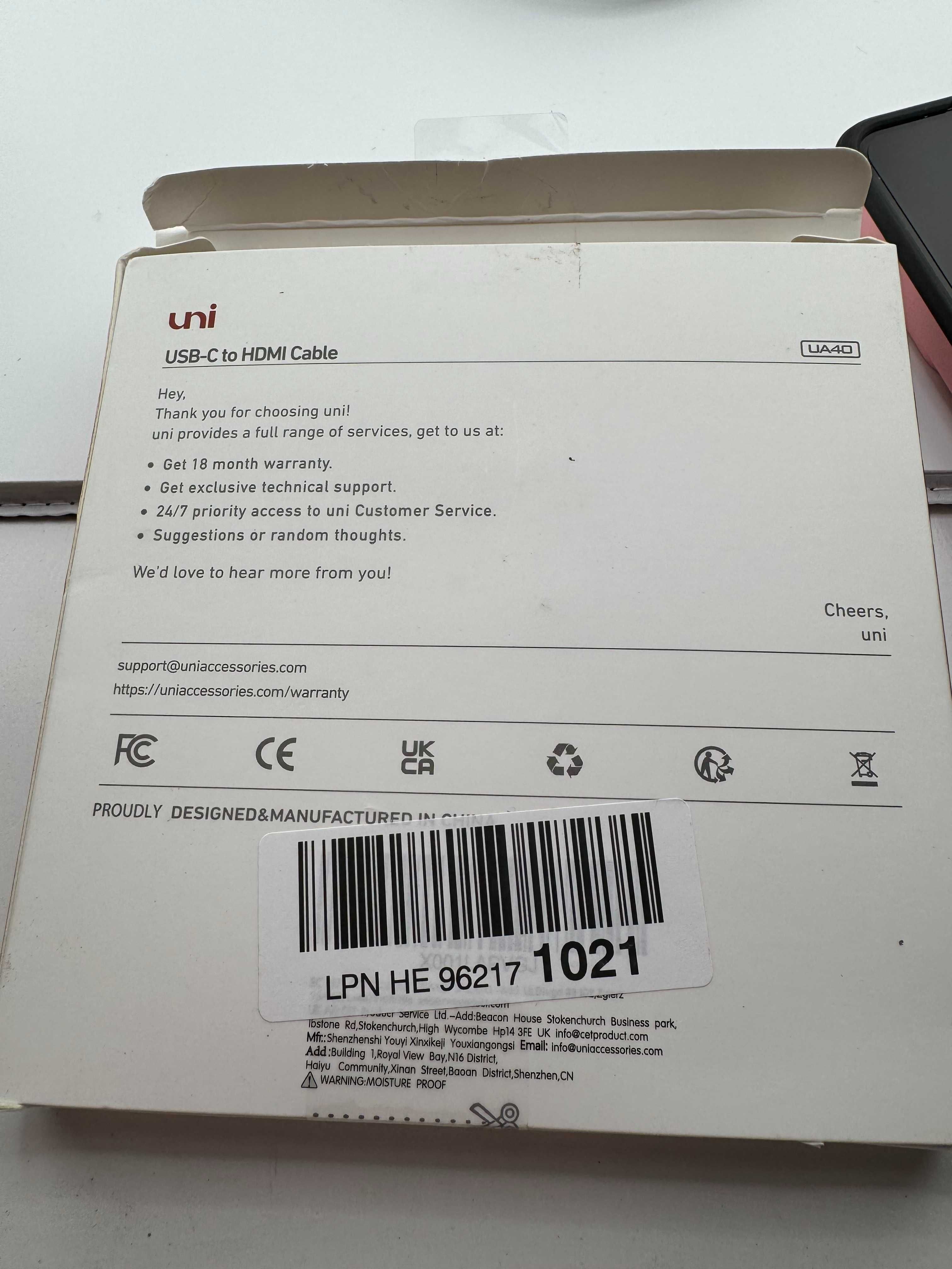 Uni Kabel Usb-C Do Hdmi 1,8M 4K 30Hz 4k