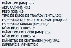 Disco travão frente Fiat