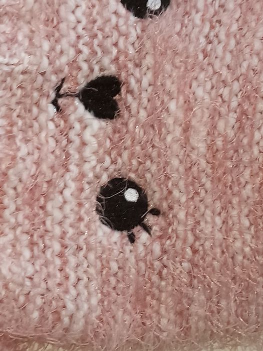 Nowy śliczny komplet czapka i szalik z pomponami, włochaty 1-3-5 lat