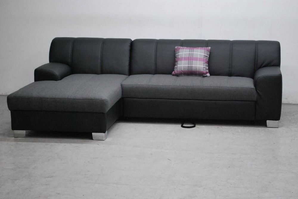 RCŁ Nowy narożnik funkcja spania rogówka, KANAP czarna eko skóra sofa